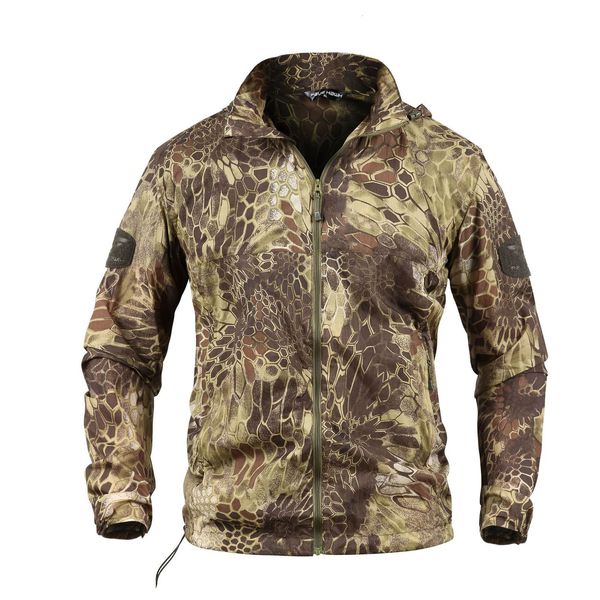 

men's jackets military waterproof airsoft quick dry tactical skin men sunshade hooded camouflage ultra light thin windbreaker 221130, Black;brown