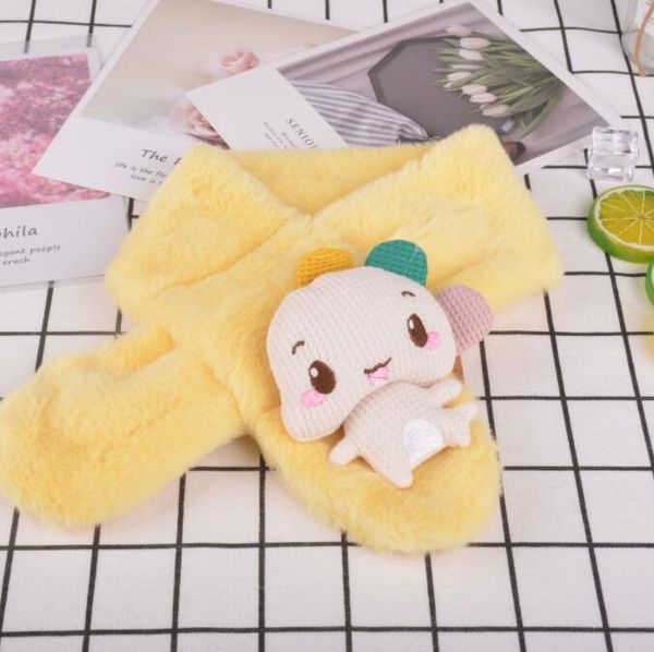 

autumn winter soft plush children scarves cute cartoon girl baby rabbit fur thick warm scarf outdoor kids neckerchief baby for party gifts, Blue;gray