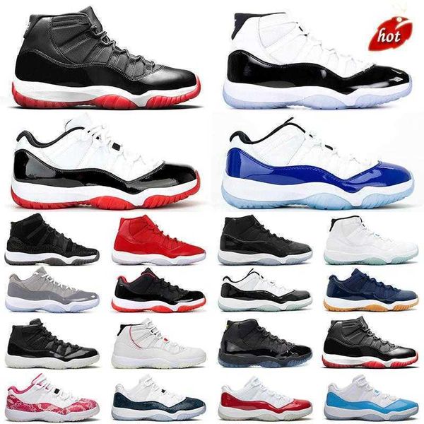 

11 men women basketball shoes new bred low cut concord cap and gown legend blue mens trainer sports sneakers, Black