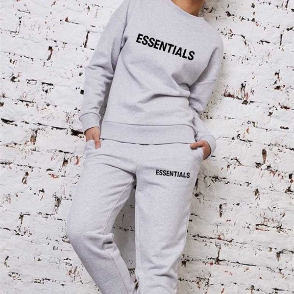 

hoodies sweatshirt suits essentials double thread fog plush couple's sweater new hooded set sports, Gray
