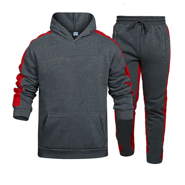 

mens tracksuits tracksuit 2 pieces set sweatshirt sweatpants sportswear zipper hoodies casual male streetwear suits clothing 221130, Gray