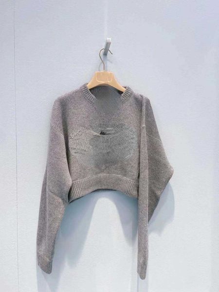 

women's sweaters autumn and winter new letter embroidery knitwear round neck grey sweater slouchy, White;black
