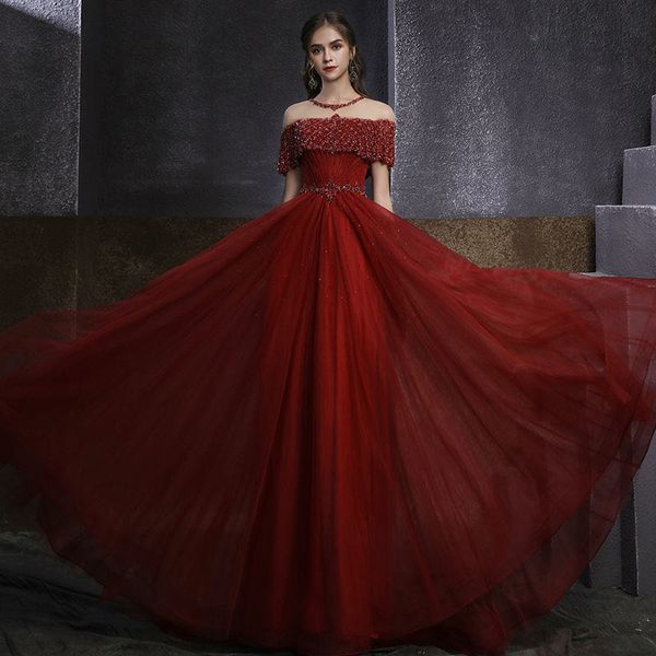 

2023 evening dresses prom ball gown long sleeve sparkling luxury lace bridal modest dress special occasion dress, Black;red