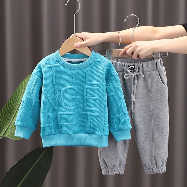 

clothing sets toddler boys sport cotton set baby spring autumn pullover sweater pants 2pcs tracksuit children kids clothes 221130, White