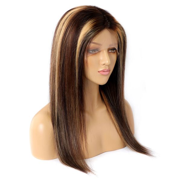 

13x6x1t human hair with lace front straight hair wigs in blonde color, Black;brown