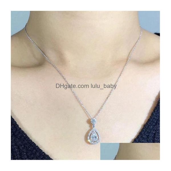 

pendant necklaces fashion jewelry water drop dangle pendant necklace crystal rhinstone delivery necklaces pendants dhxfc, Silver