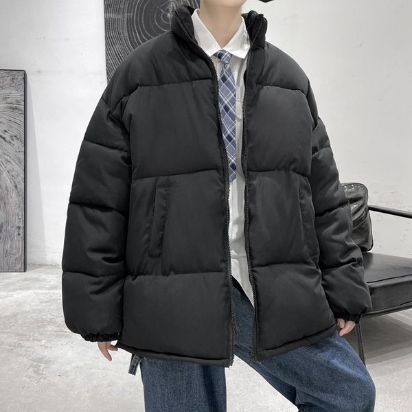 

mens down parkas legible winter jacket casual loose autumn coats man solid stand collar for men 221129, Black
