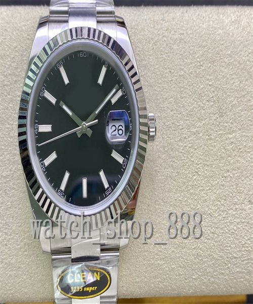 

clean factory mens watch better quality fluted watches 41mm datejust 126334 black dial luminova power reserve cal.3235 movement mechanical a, Slivery;brown