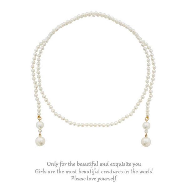 

light luxury niche freshwater pearl necklace women's hip hop stacked jumper chain clasp chain 221206, Black