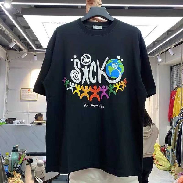 

men's t-shirts funny cartoon rainbow figurine monogrammed short sleeve t-shirt guy t221130, White;black