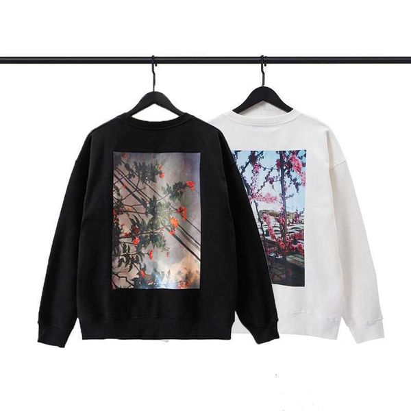 

hoodies hweatshirts fog double thread essentials direct spray floral velvet round neck sweater for men and women in trend, Black