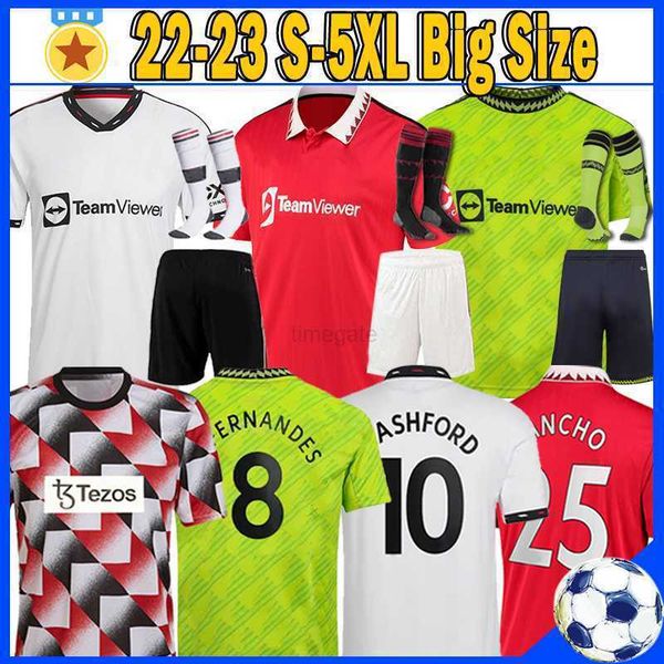 

fans tees 22/23 sancho soccer jersey utd fans player version man bruno fernandes lingard pogba rashford 2022 2023 home away third men footb, Black
