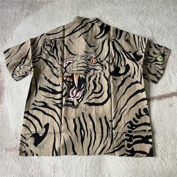 

men's t-shirts new blue tiger print wacko maria shirt men women hawaiian beach shirts tee short sleeve t221130, White;black