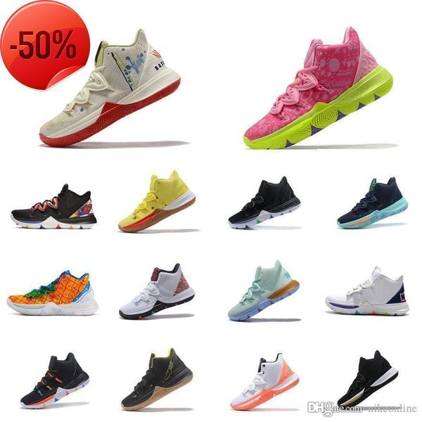 

men womens irving kyrie 5 shoes youth kids kyries v 5s sneakers tennis graffiti tan gold white smile blue yellow pink ufo bhm black with dmr