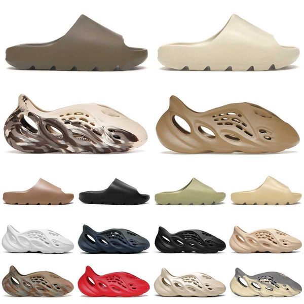 

designer new foam sandals designer men women slide bone desert sand vermillion ochre kanyes slippers onyx resin kanyes slides shoes mens, Black