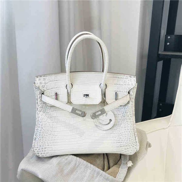 

herme birkins handbag crocodile leather totes handbags himalayan white temperament women's cowhide hand bag fashion with logo