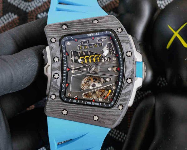 

for mens watch luxury mechanical watches rm70-01 cyclist tourbillon bending watch carbon brazed automatic mechanical men's swiss brand, Slivery;black