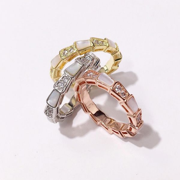 

wedding rings fashion ring jewelry personality light luxury super flash full diamond snake festival bone creative shape 221130, Slivery;golden