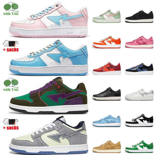 

casual shoes pink sneakers mens trainers bapesta shoe designer platform bapestas fashion a bathing green white black baped sk8 sta2 abc