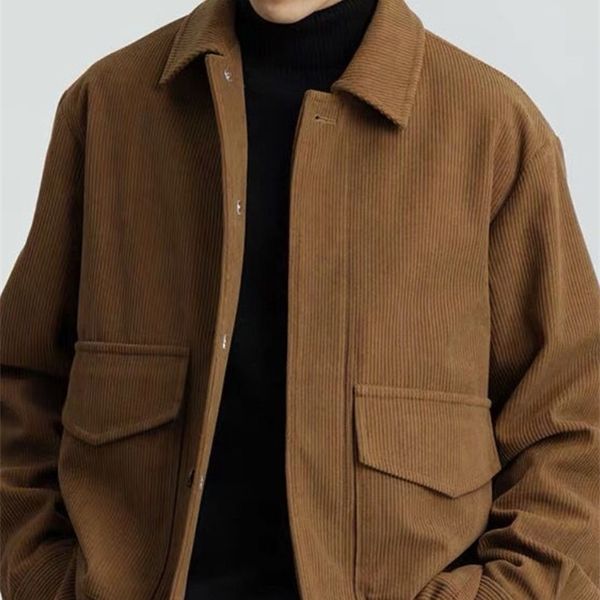 

men's jackets gmiixder elegant corduroy spring autumn vintage preppy korean coat casual trend cityboy bomber 221129, Black;brown
