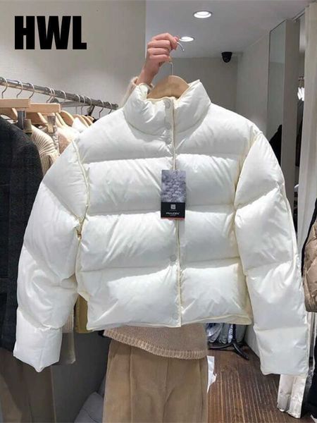 

new cotton padded all-match solid parka winter down coat women snow jacket casual thick puffer, Black