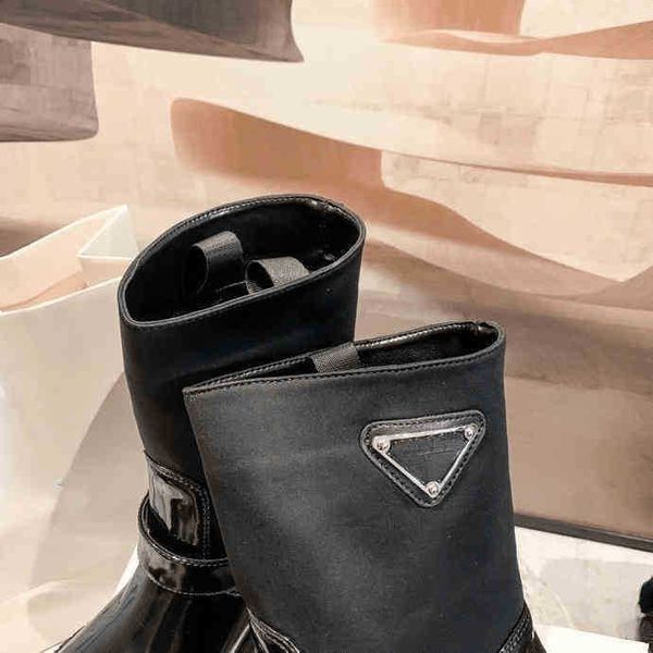 

luxury designer motorcycle boots ankle boots for women brands leather shoes woman winter and warmth comfort leisure 221130, Black