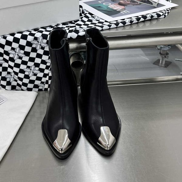 

luxury designer martin women's autumn and winter chimney high heel smoke pipe chelsea short leather designer shoes 0314221130, Black