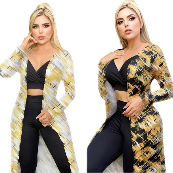 

desiger brand wholesale women sweater cardigan fall winter clothes streetwear print long coat lady knitwear knitted shirt 9008, Tan;black