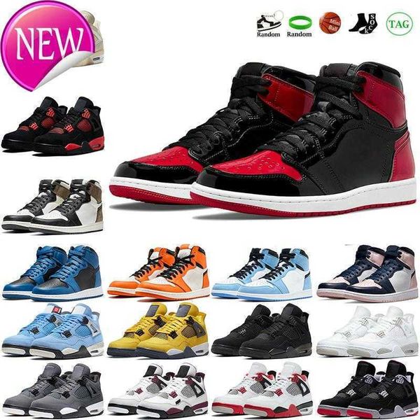 

basketball shoes sports sneakers black cat 4s 1s bred patent dark mocha university blue mens women jumpman4s red thunder 4