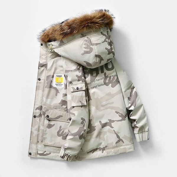 

men's vests white 90 duck down padded men's winter warm jacket fur hooded windbreaker outwear camouflage thicken long down coats 2, Black;white