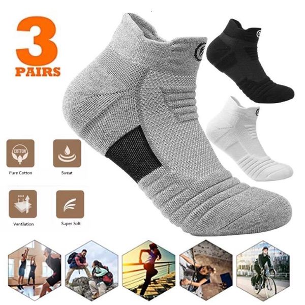 

mens socks 3pairslotmen cycling sock breathable outdoor basketball protect feet wicking bike running football sport men 221130, Black