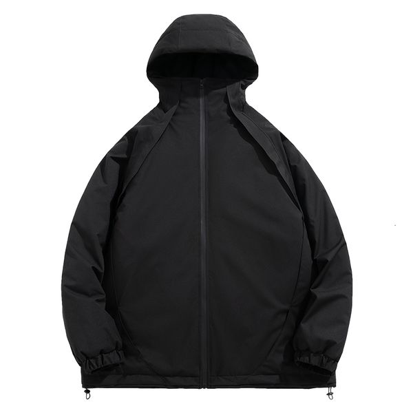 

mens down parkas legible winter jackets men casual thiceken warm hooded male solid loose coats man 221129, Black