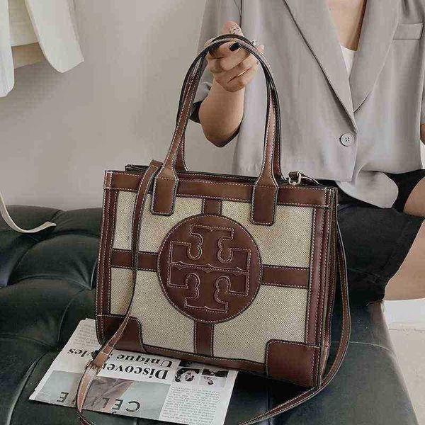 

t0ryburchs designer handbags tote 2022 women's canvas with leather color matching shopping one song shoulder crossbody bag