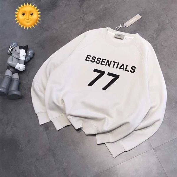 

hoodies hweatshirts essentials 22 winter new couple street alphabet number electrostatic flocking round neck plush sweater, Black