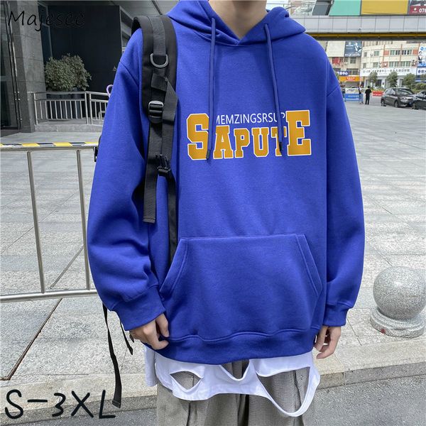 

men's hoodies sweatshirts men with hat s 3xl warm thicker front pockets letter long sleeve winter stylish harajuku loose casual fashion, Black