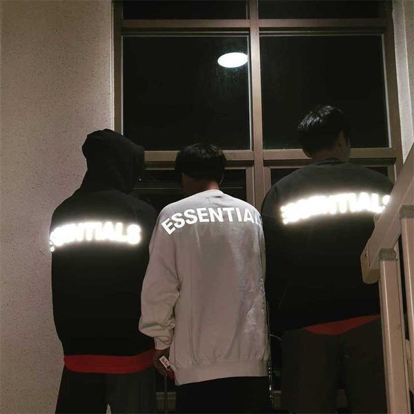 

hoodies sweatshirts feel of god quality essentials double thread reflective letter embroidered hoodie sweaterf, Black