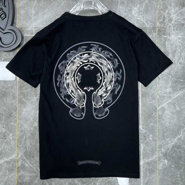 

men's fashion luxury t shirt ch brand tees men women sanskrit letter sweatshirts short sleeve horseshoe couple t-shirt classic cross t, White;black