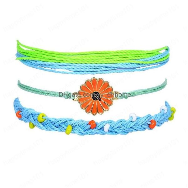 

charm bracelets colorf daisy bead mix braid bracelets women girls jewelry gift diy charm rope sunflower pendant bangles drop delivery dh0kh, Golden;silver