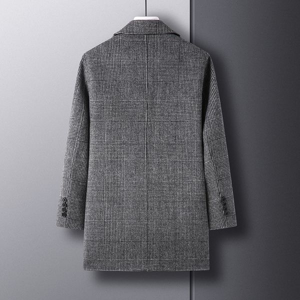 

men's wool blends grade men smart casual blends coat 2023 autumn winter slim fit straightforward anti wrinkle long wool jackets 221129, Black