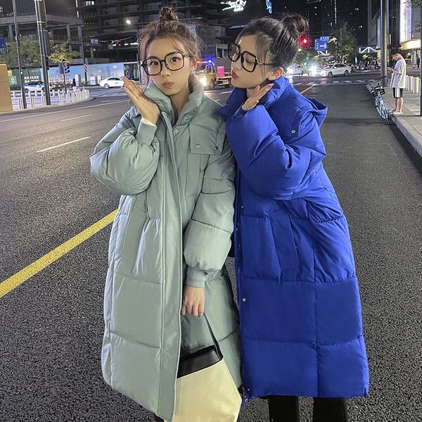 

women's down parkas winter hooded long jackets for women thick warm cotton padded coats oversized outerwear female soft 221129, Black