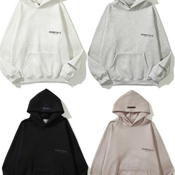 

hoodies hweatshirts fog essentials hooded plush chest letter reflective tide sign fried street men's and women's lovers' swea, Black