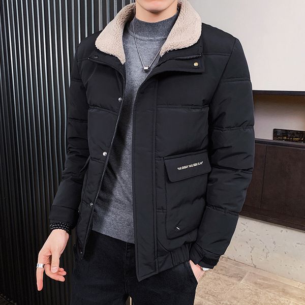 

men's down parkas winter men's parka fleece collar padded thicken warm puffer jackets heavy windbreaker red black khaki 221129