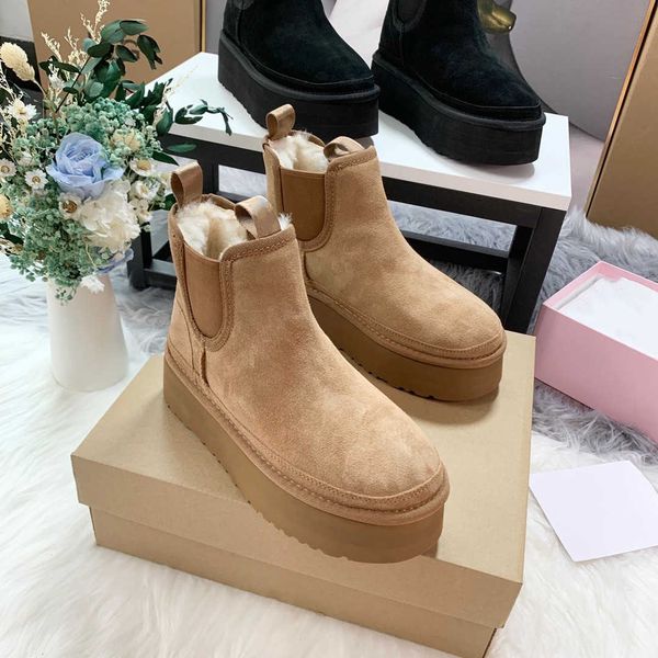 

boots muffin thick soled snow boots thickened chimney boots round toe, Black