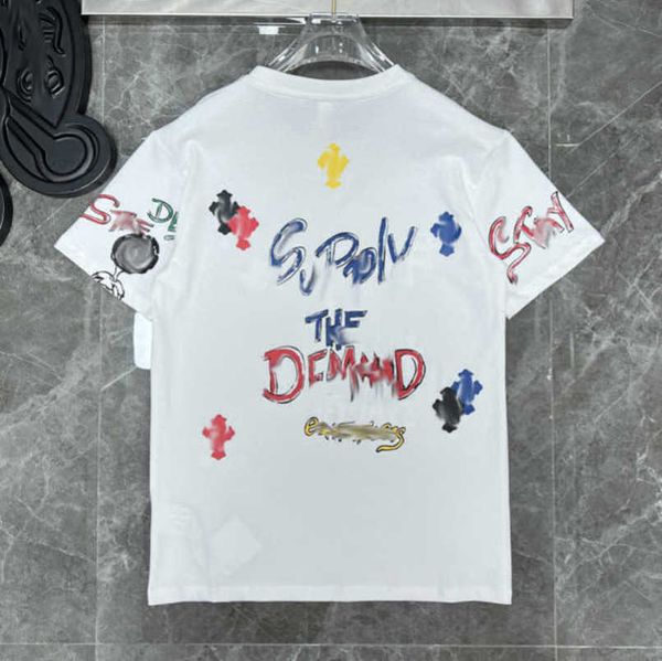

fashion men's luxury t shirt brand tees men women sanskrit letter couple t-shirt sweatshirt horseshoe flower short sleeve polos cross, White;black