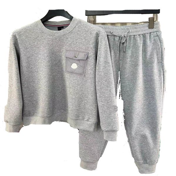 

autumn winter tracksuit long sleeve hoodie pant fashion crew neck pullover geometric printed tracksuits 3 styles 2 colour jogger suits sport, Gray