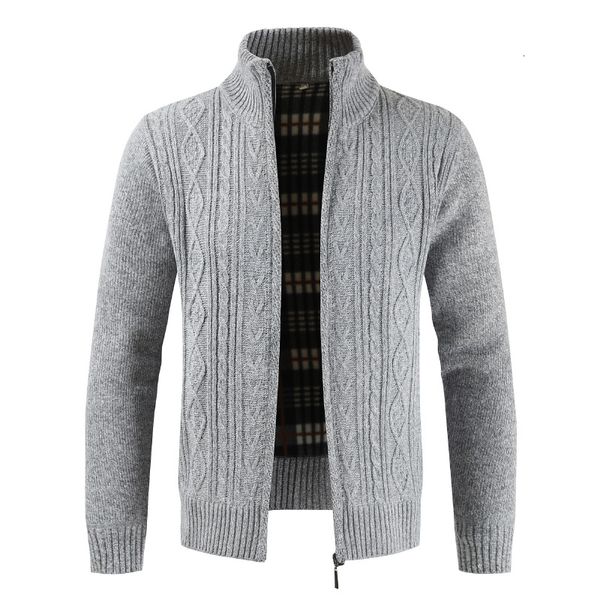 

mens sweaters autumn winter fashion brand casual stand collar cardigan men striped slim knitted coat 221130, White;black