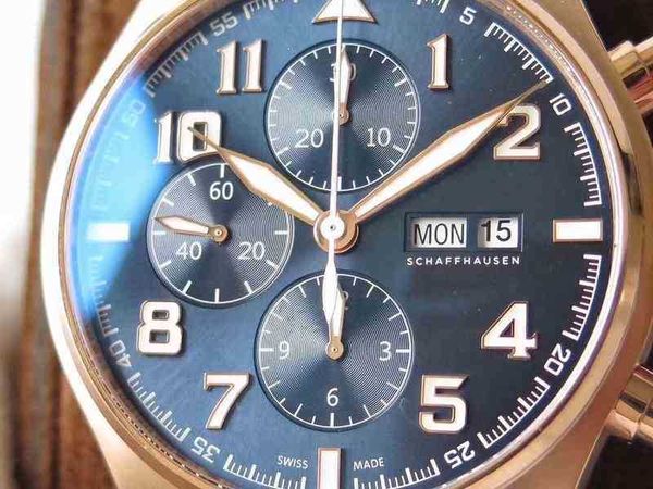 

43mm 3777 watch sports eta chronograph movement waterproof pilot series diving 2nk5, Black;brown
