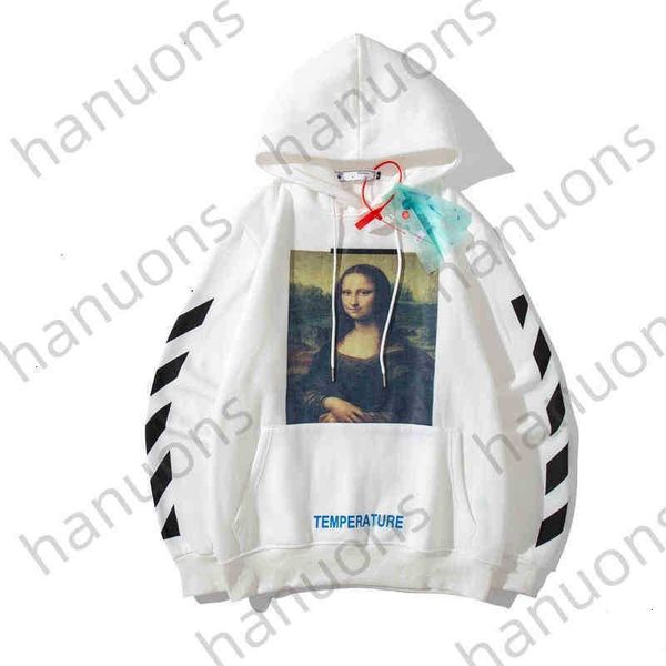 

off hoodies sweatshirts mona lisa sweater jacket white men's and women's print pullover hooded loose coat hoodie fashion tracksuit, Black