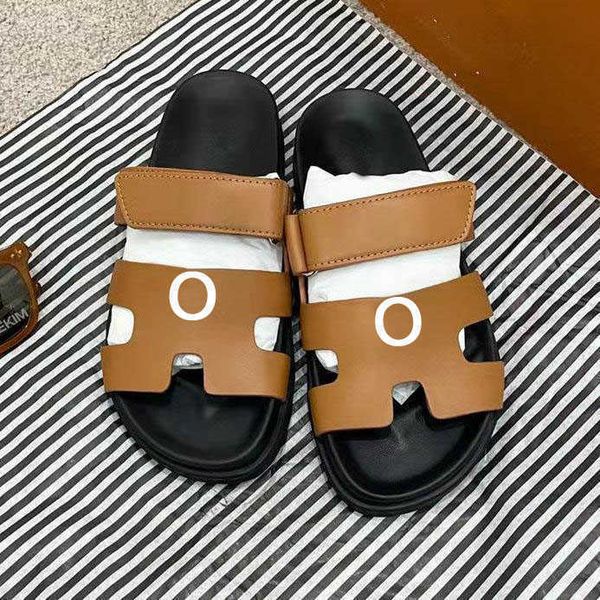 

designer chypre slippers beach classic flat sandals luxury summer lady leather flip flops men women slides si, Black