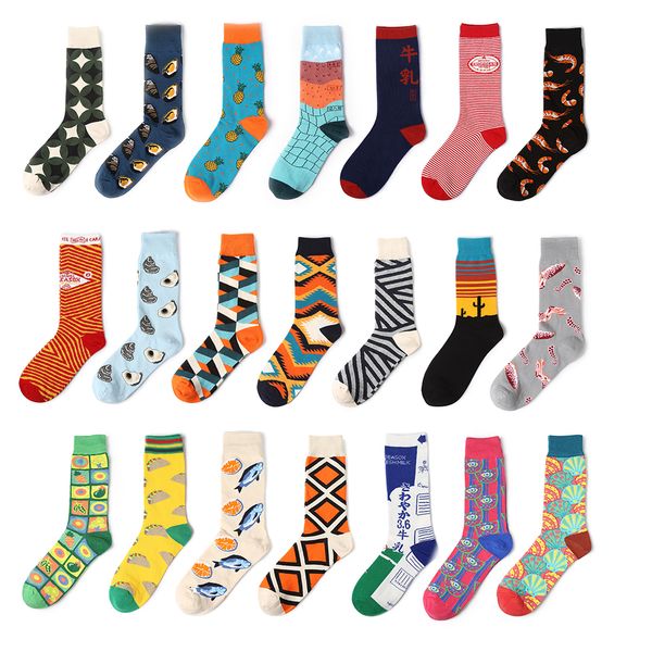 

mens socks 1pair men women cotton casual colorful crew street skateboard happy funny harajuku sox meias 221130, Black